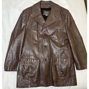 Vintage Grais Genuine Leather Jacket 48 Long Cabretta Angel Skin Brown Blazer